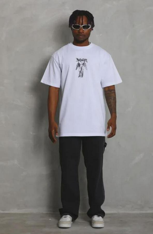 Baskılı T-Shirt Kısa Kol Bisiklet Yaka Regular Fit Rahat Kalıp Günlük Tişört