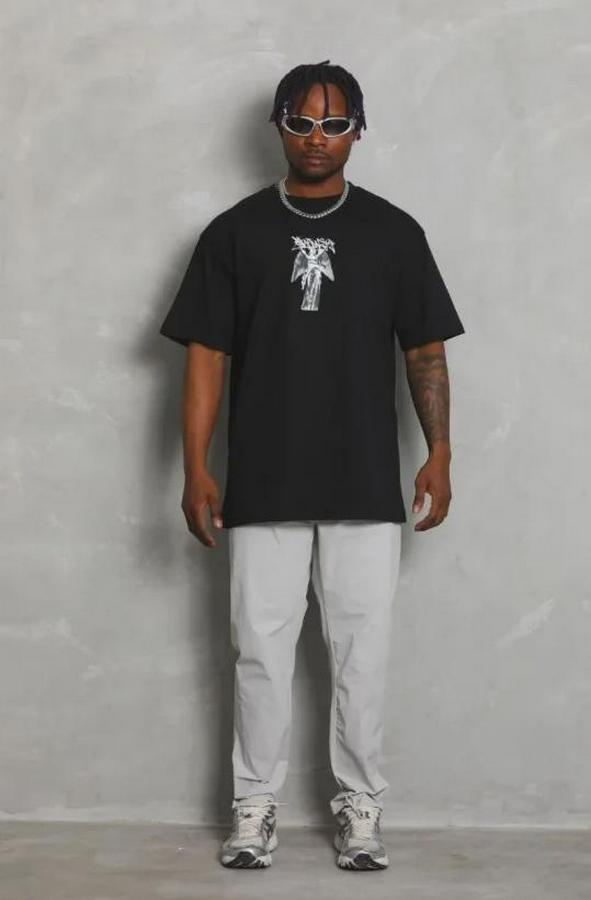 Baskılı T-Shirt Kısa Kol Bisiklet Yaka Regular Fit Rahat Kalıp Günlük Tişört