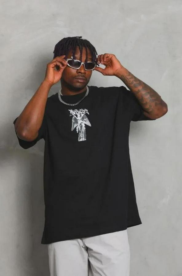 Baskılı T-Shirt Kısa Kol Bisiklet Yaka Regular Fit Rahat Kalıp Günlük Tişört