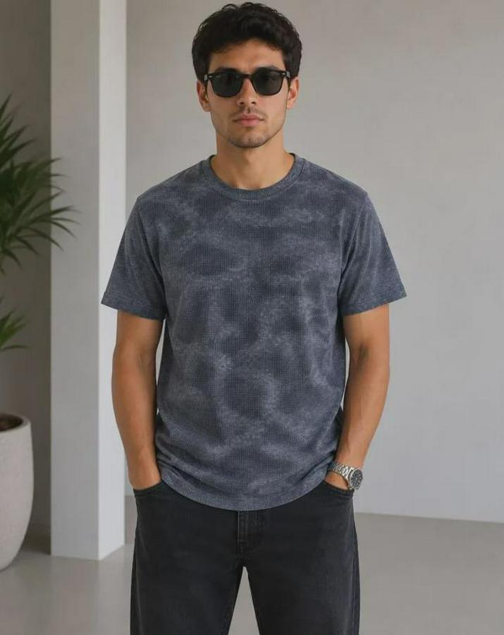 Batik Desenli Tişört Bisiklet Yaka Kısa Kol Regular Fit T-Shirt