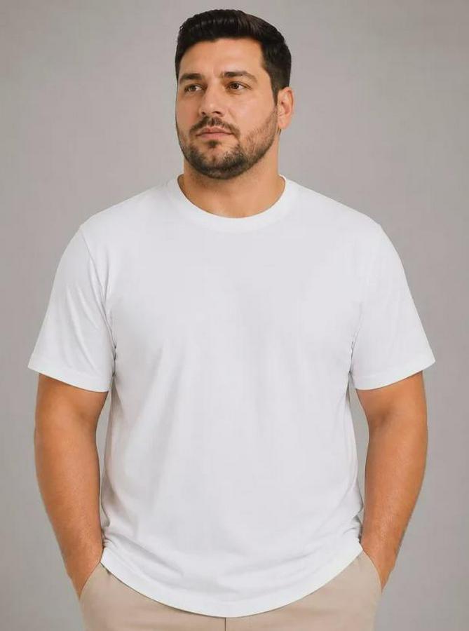 Battal Big Size Basic Tişört Bisiklet Yaka Rahat Kalıp T-Shirt