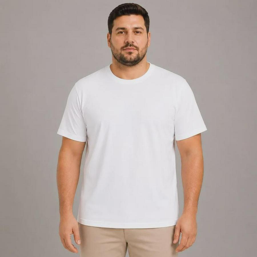 Battal Big Size Basic Tişört Bisiklet Yaka Rahat Kalıp T-Shirt