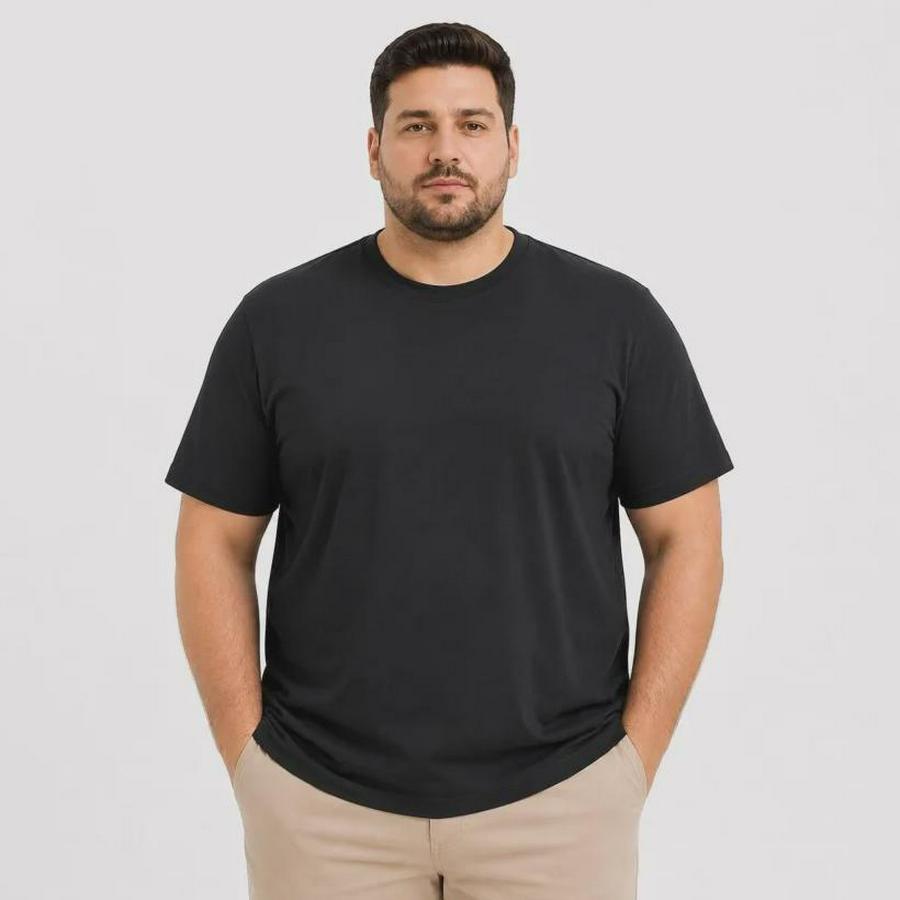 Battal Big Size Basic Tişört Bisiklet Yaka Rahat Kalıp T-Shirt