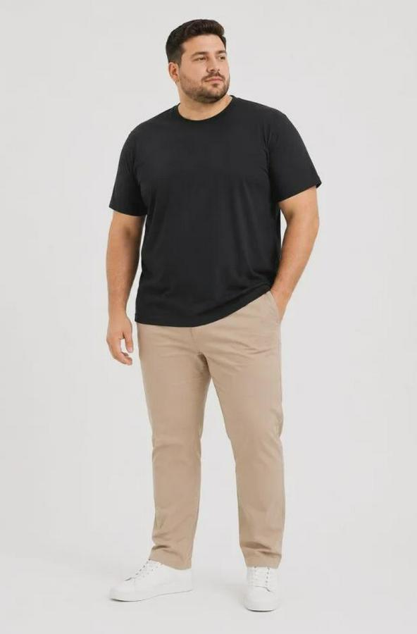 Battal Big Size Basic Tişört Bisiklet Yaka Rahat Kalıp T-Shirt