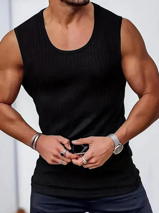 Bisiklet Yaka Kalın Fitilli Kaşkorse Kolsuz Tişört