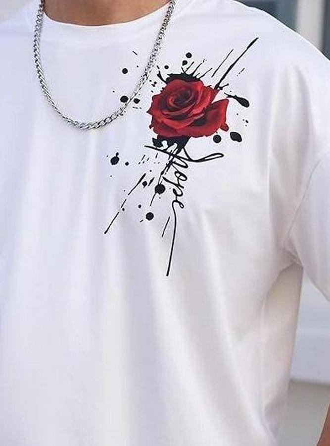 Bisiklet Yaka Kısa Kol Baskılı T-Shirt