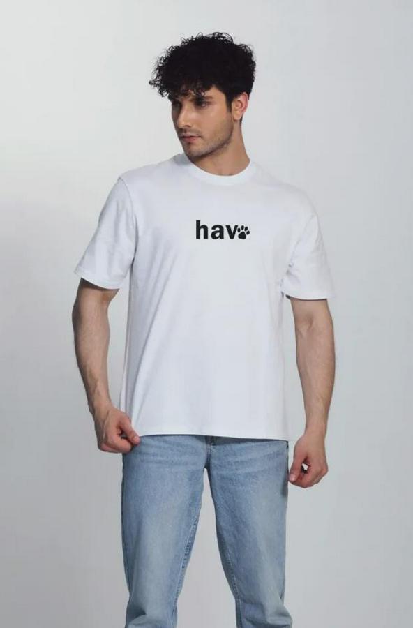 Bisiklet Yaka Kısa Kol Hav Baskılı T-Shirt