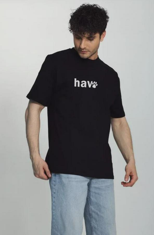 Bisiklet Yaka Kısa Kol Hav Baskılı T-Shirt