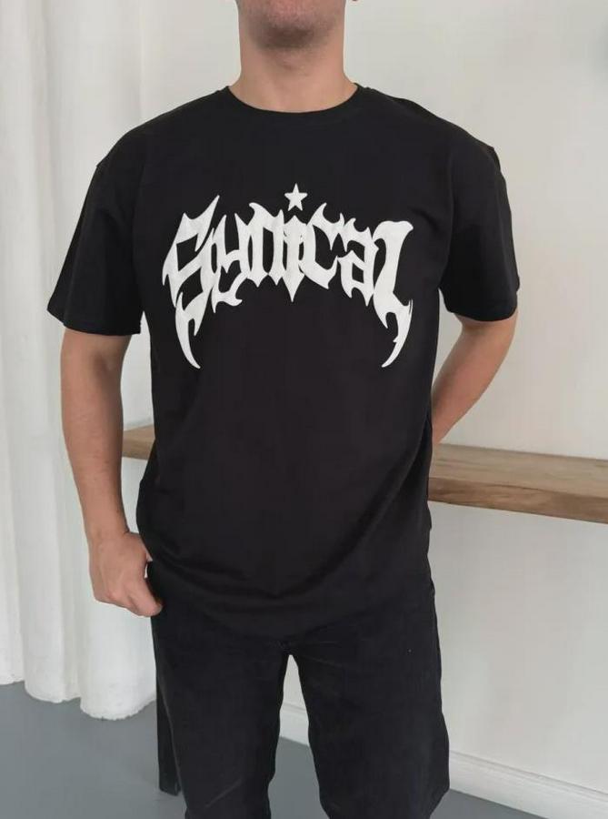 Bisiklet Yaka Ön Baskılı  Kısa Kollu Tişört Streetwear Günlük Basic Pamuklu T-Shirt