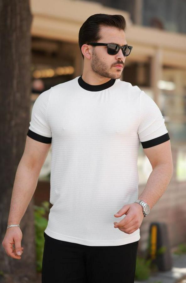 Bisiklet Yaka Örme Pamuklu Kumaş Kısa Kollu T-Shirt