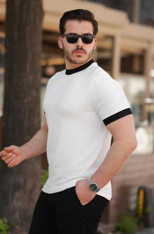 Bisiklet Yaka Örme Pamuklu Kumaş Kısa Kollu T-Shirt