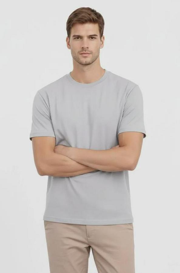 Bisiklet Yaka Tişört Regular Kalıp Basic Pamuklu Günlük Kullanım T-Shirt