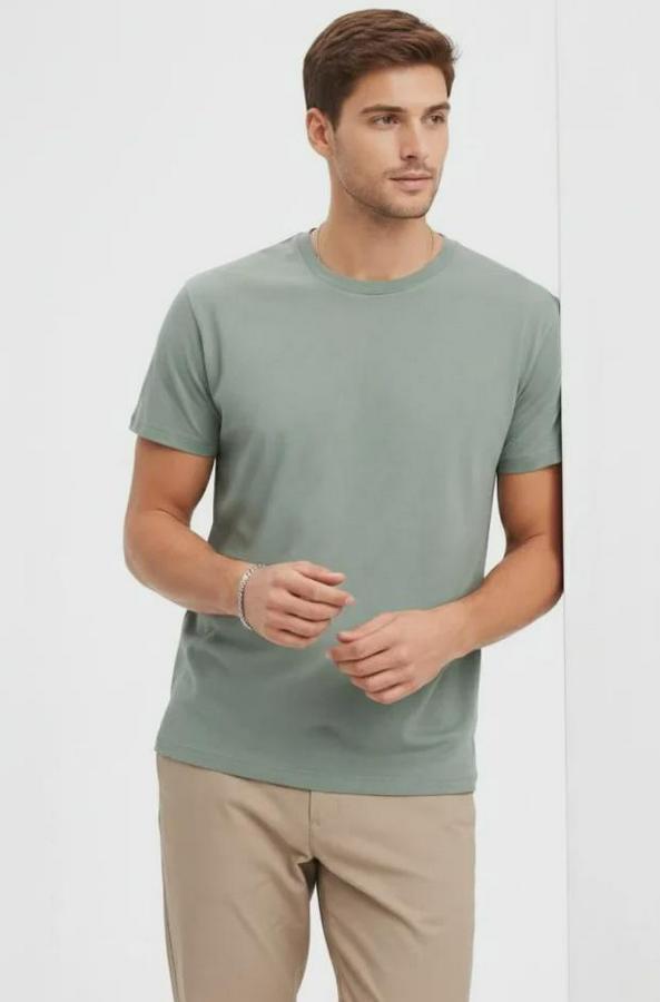 Bisiklet Yaka Tişört Regular Kalıp Basic Pamuklu Günlük Kullanım T-Shirt