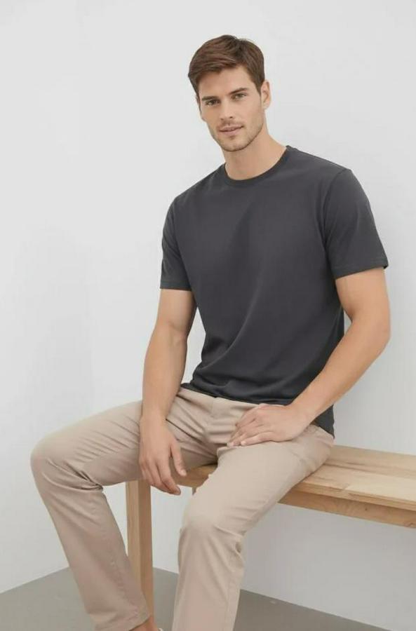 Bisiklet Yaka Tişört Regular Kalıp Basic Pamuklu Günlük Kullanım T-Shirt