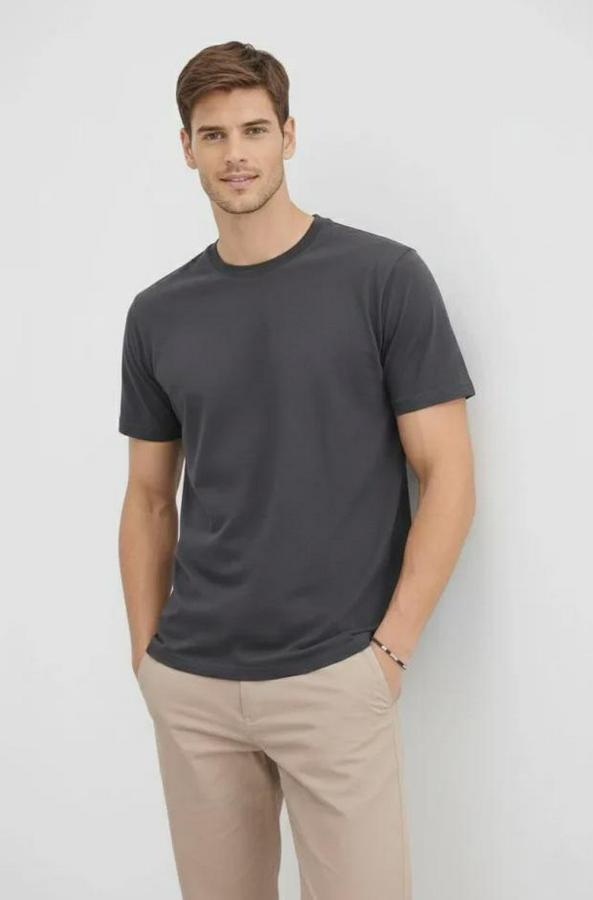 Bisiklet Yaka Tişört Regular Kalıp Basic Pamuklu Günlük Kullanım T-Shirt