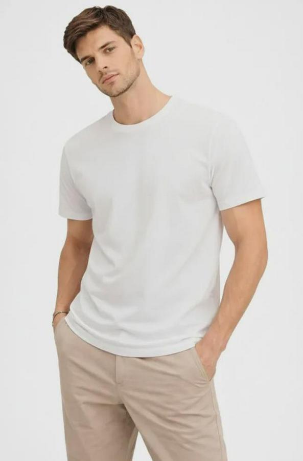 Bisiklet Yaka Tişört Regular Kalıp Basic Pamuklu Günlük Kullanım T-Shirt