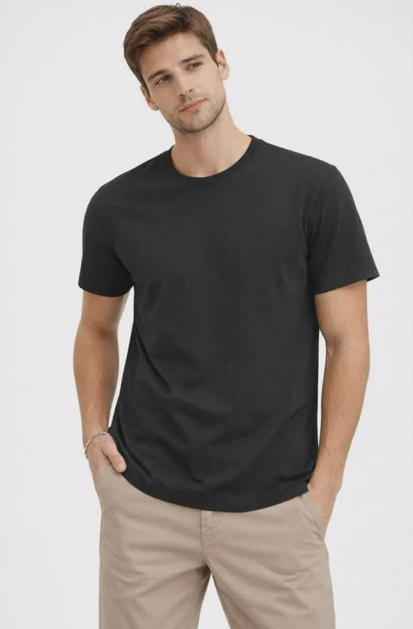 Bisiklet Yaka Tişört Regular Kalıp Basic Pamuklu Günlük Kullanım T-Shirt