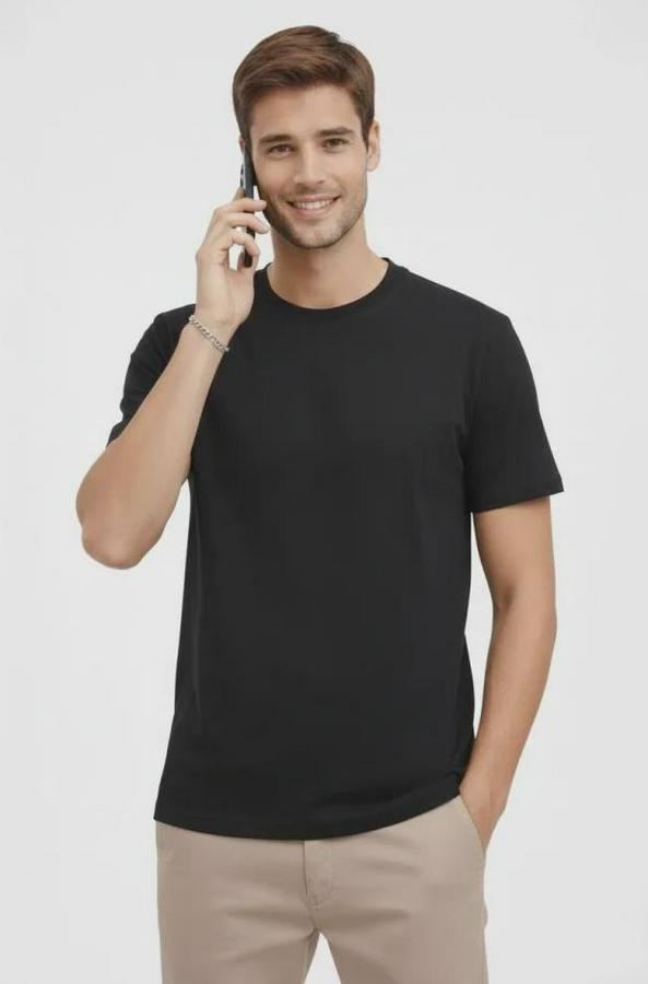 Bisiklet Yaka Tişört Regular Kalıp Basic Pamuklu Günlük Kullanım T-Shirt