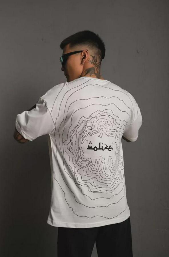 Bisiklet Yakalı Sırt Baskılı Oversize T-Shirt