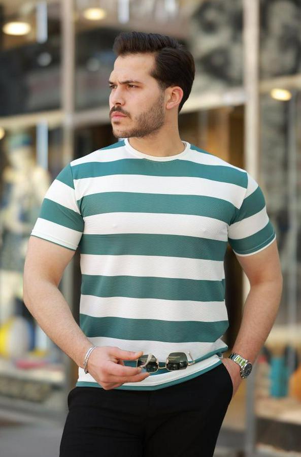 Çift Renk Pamuklu Örme Kumaş Kısa Kollu T-Shirt