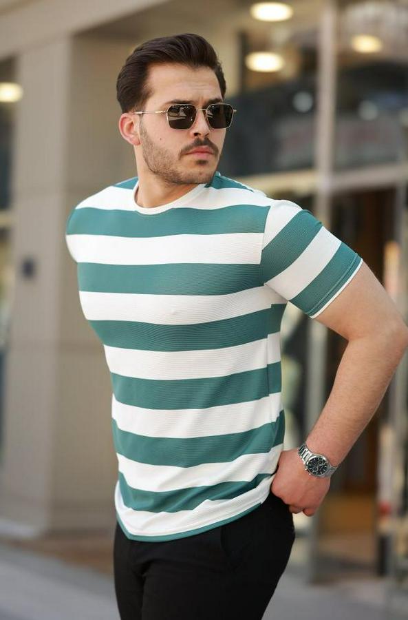 Çift Renk Pamuklu Örme Kumaş Kısa Kollu T-Shirt