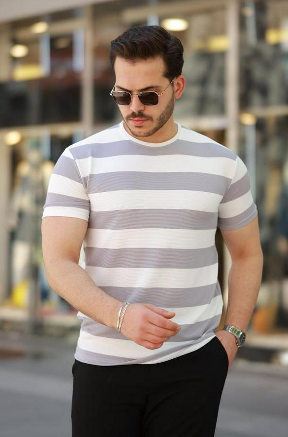 Çift Renk Pamuklu Örme Kumaş Kısa Kollu T-Shirt