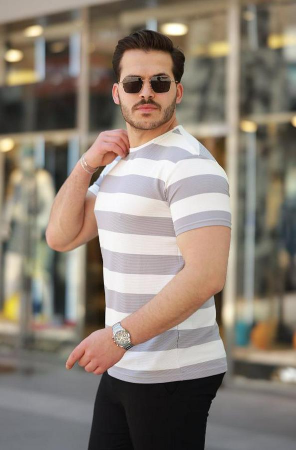 Çift Renk Pamuklu Örme Kumaş Kısa Kollu T-Shirt