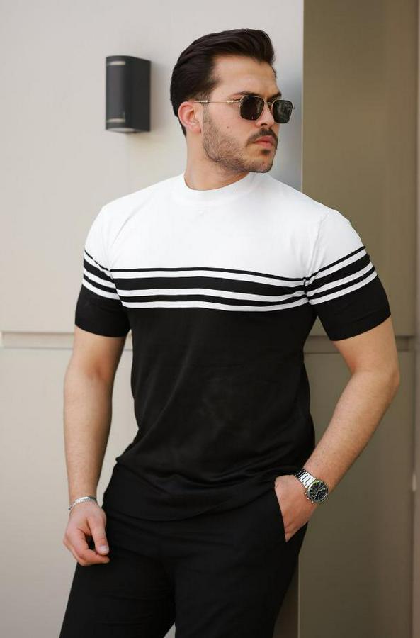 Çizgili Kısa Kollu T-Shirt