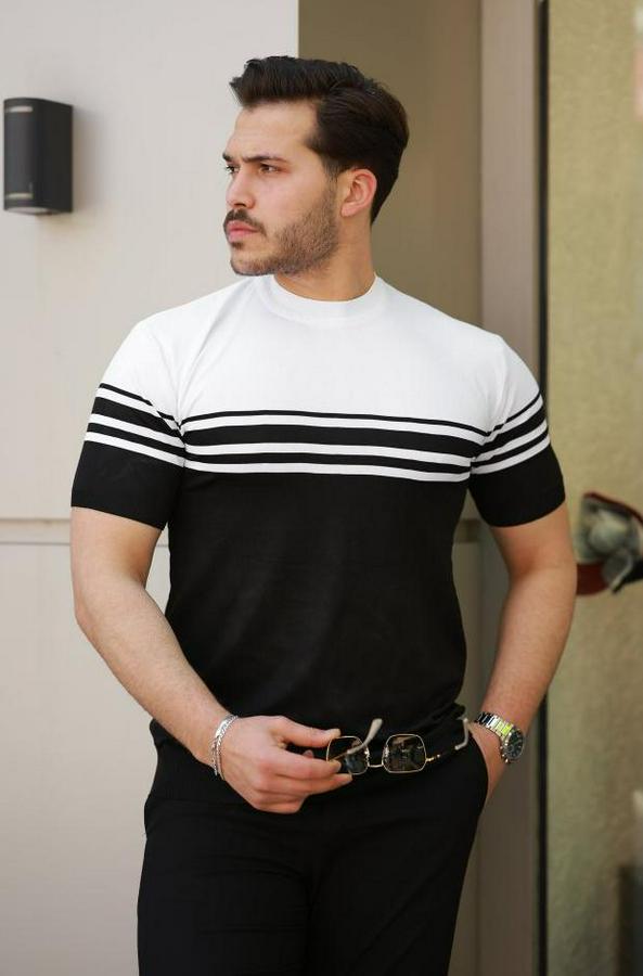 Çizgili Kısa Kollu T-Shirt