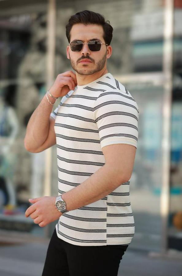 Çizgili Kısa Kollu T-Shirt