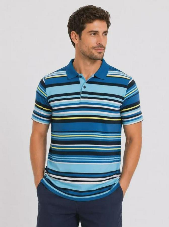 Çizgili Polo Yaka Tişört Kısa Kol Yazlık T-Shirt Regular Fit