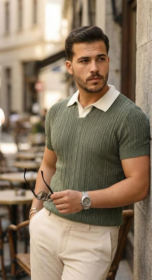 Desenli Kısa Kollu Triko Tişört