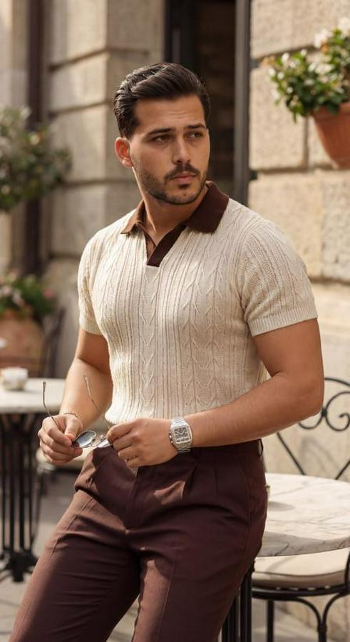 Desenli Kısa Kollu Triko Tişört