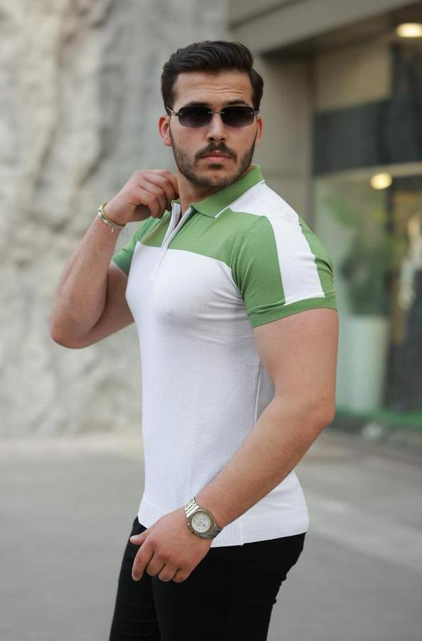 Fermuar Yakalı Kısa Kollu Tişört