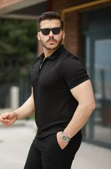 Fermuarlı Yaka Kısa Kollu Tişört