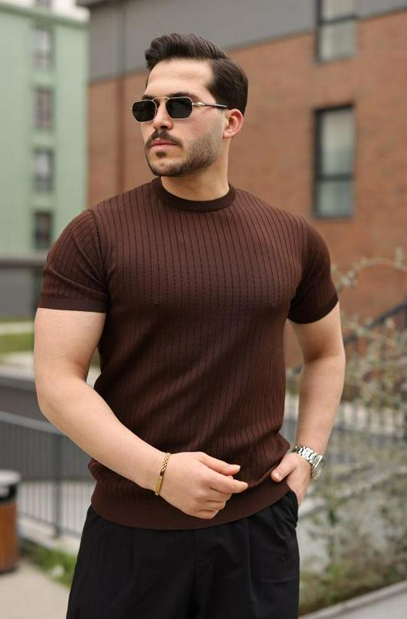 Fitilli Bisiklet Yaka Triko Tişört