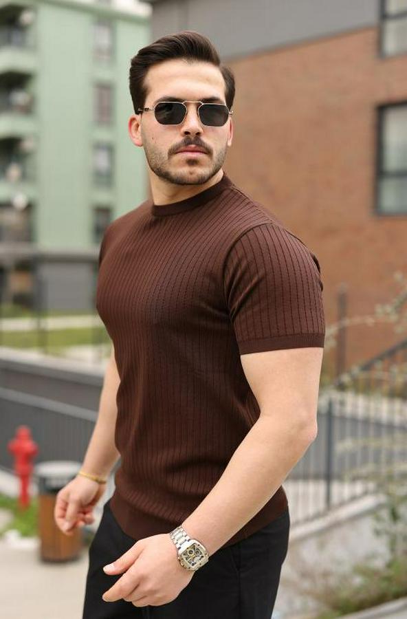 Fitilli Bisiklet Yaka Triko Tişört