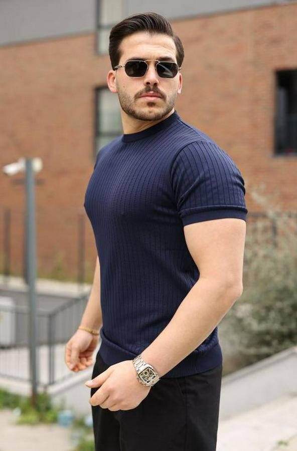 Fitilli Bisiklet Yaka Triko Tişört