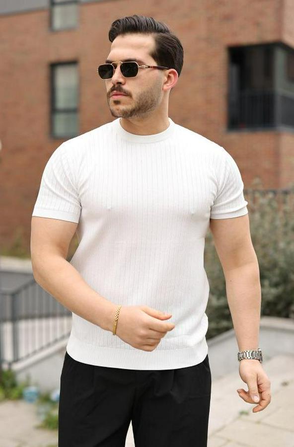 Fitilli Bisiklet Yaka Triko Tişört