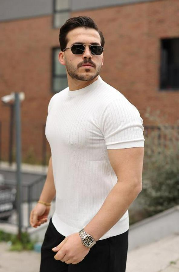 Fitilli Bisiklet Yaka Triko Tişört