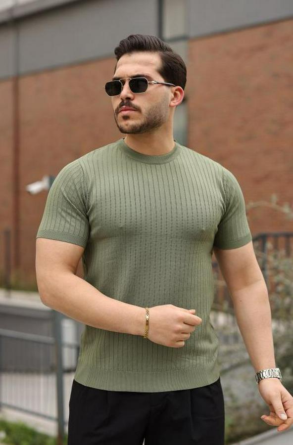 Fitilli Bisiklet Yaka Triko Tişört