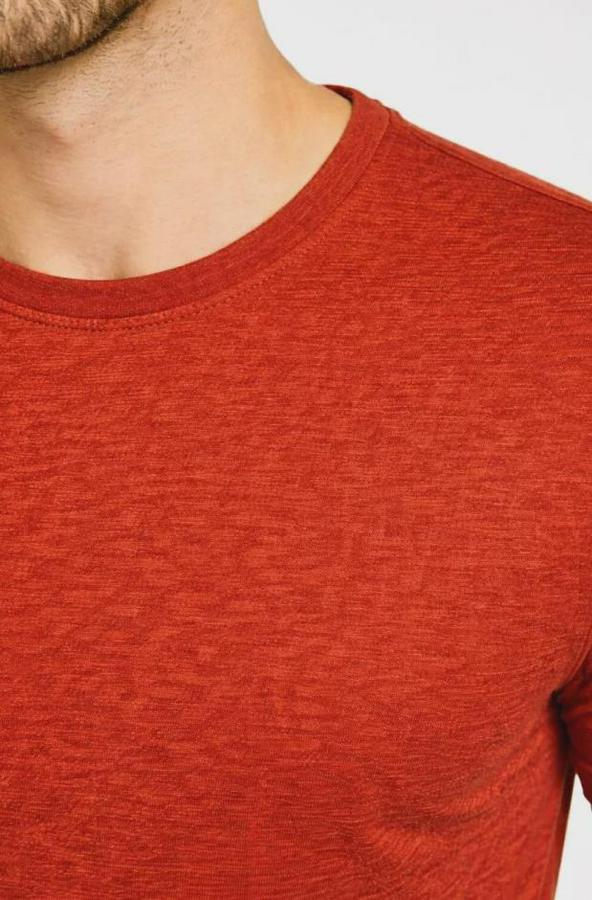 Flam Kumaş Melanj Dokulu Regular Fit Tişört Bisiklet Yaka Yazlık T-Shirt