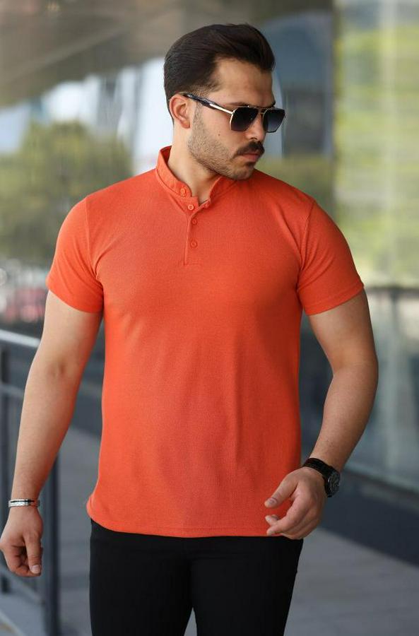 Hakim Yaka Dokuma Pamuklu Kumaş Kısa Kollu Tişört