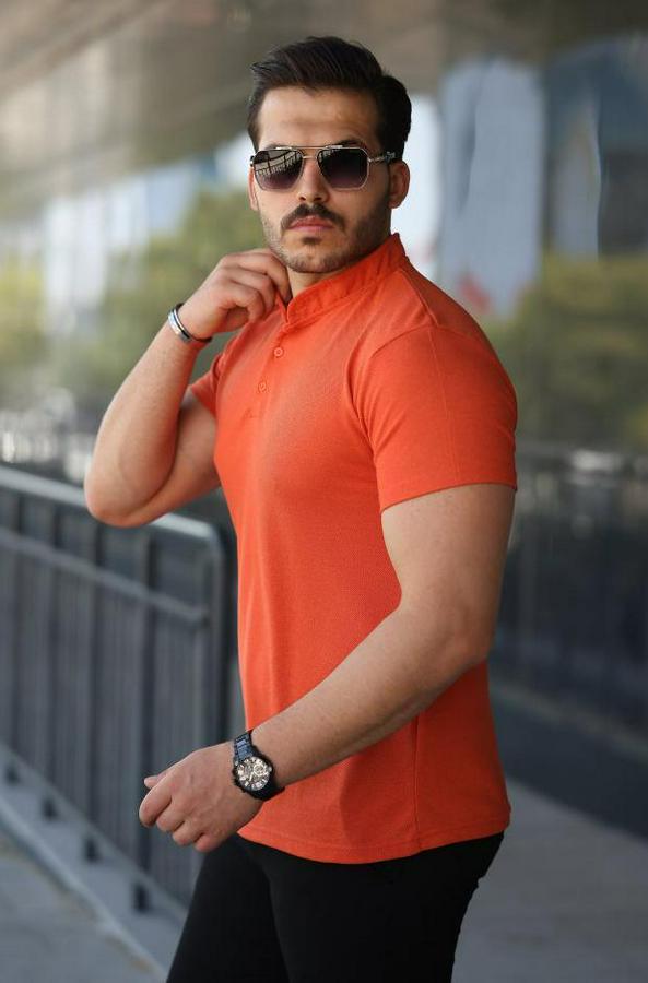 Hakim Yaka Dokuma Pamuklu Kumaş Kısa Kollu Tişört