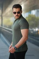 Hakim Yaka Dokuma Pamuklu Kumaş Kısa Kollu Tişört