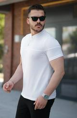 Hakim Yakalı Kısa Kollu Pamuklu T-Shirt