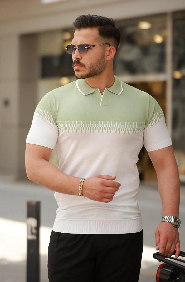 Hemşire Yaka Çift Renk Kısa Kollu Tişört