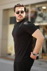Ince Çizgi Dokulu Kısa Kollu T-Shirt