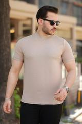 Ince Çizgi Dokulu Kısa Kollu T-Shirt