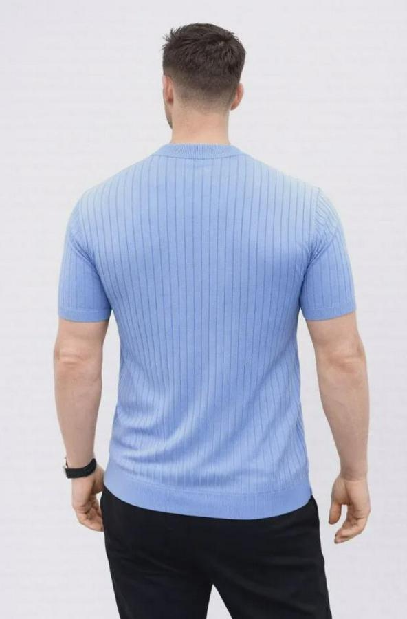 Kısa Kol Fitilli Triko T-Shirt Yazlık Hakim Yaka Tişört